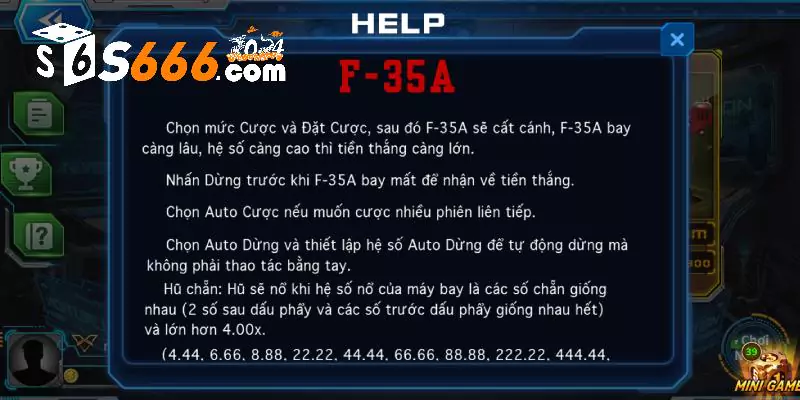 Hướng dẫn quy luật chơi game F35 S666